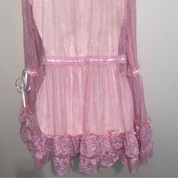 Dolls Kill Sugar Thrillz Dress Size Medium Real Divinity Pink Lace Babydoll - Picture 11 of 14